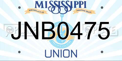 JNB0475 Mississippi License Plate
