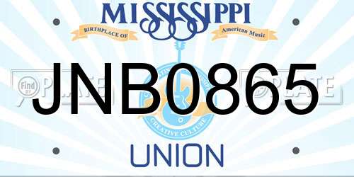 JNB0865 Mississippi License Plate