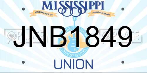 JNB1849 Mississippi License Plate