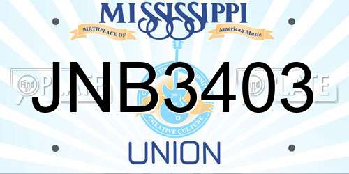JNB3403 Mississippi License Plate