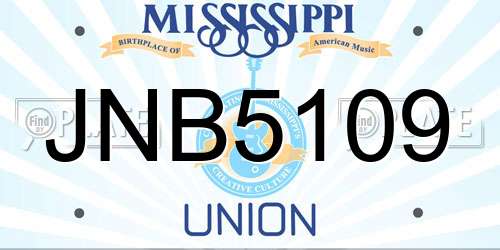 JNB5109 Mississippi License Plate