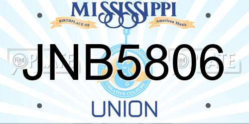 JNB5806 Mississippi License Plate