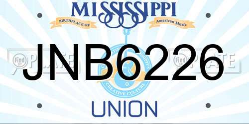 JNB6226 Mississippi License Plate