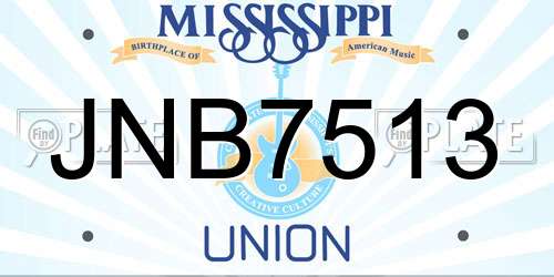 JNB7513 Mississippi License Plate