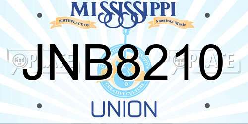 JNB8210 Mississippi License Plate