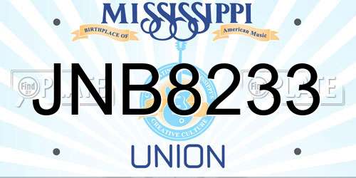 JNB8233 Mississippi License Plate