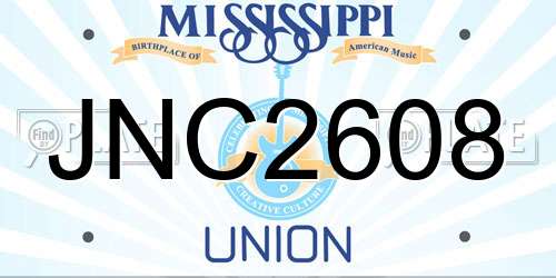 JNC2608 Mississippi License Plate