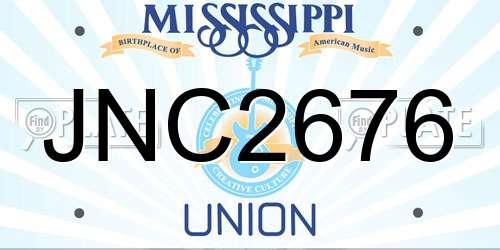 JNC2676 Mississippi License Plate