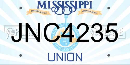 JNC4235 Mississippi License Plate
