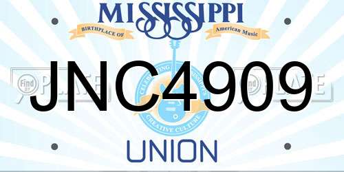 JNC4909 Mississippi License Plate