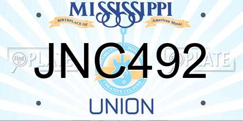 JNC492 Mississippi License Plate