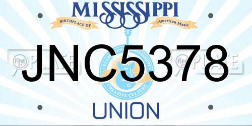 JNC5378 Mississippi License Plate