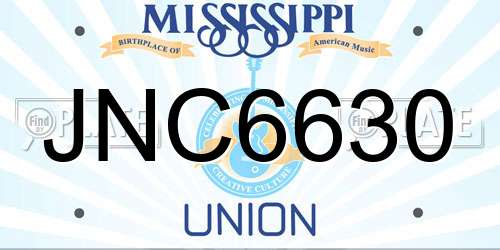 JNC6630 Mississippi License Plate