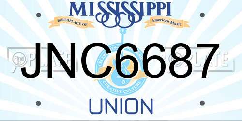 JNC6687 Mississippi License Plate