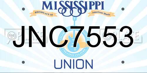 JNC7553 Mississippi License Plate