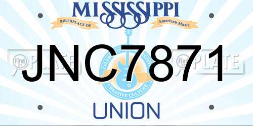 JNC7871 Mississippi License Plate