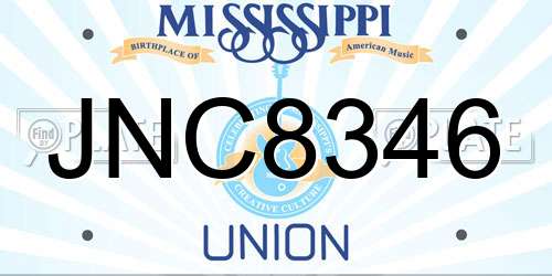 JNC8346 Mississippi License Plate