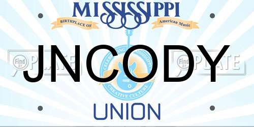 JNCODY Mississippi License Plate