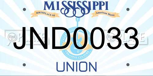 JND0033 Mississippi License Plate
