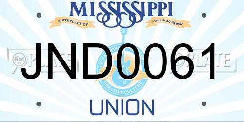 JND0061 Mississippi License Plate