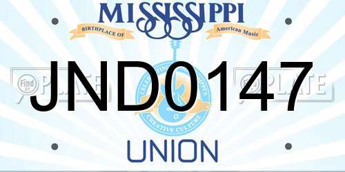 JND0147 Mississippi License Plate