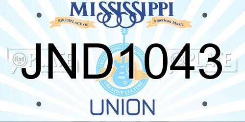 JND1043 Mississippi License Plate