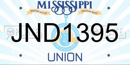 JND1395 Mississippi License Plate