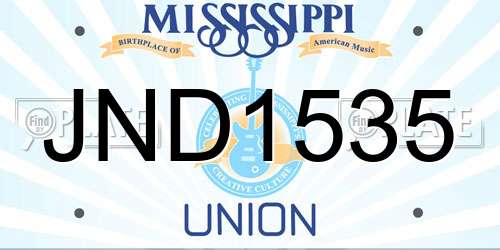 JND1535 Mississippi License Plate