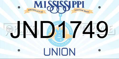JND1749 Mississippi License Plate