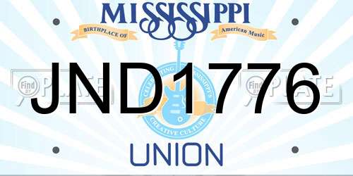 JND1776 Mississippi License Plate
