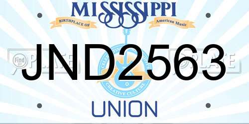 JND2563 Mississippi License Plate