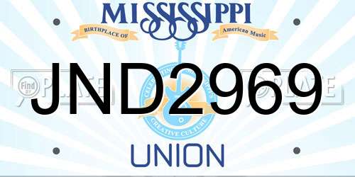 JND2969 Mississippi License Plate