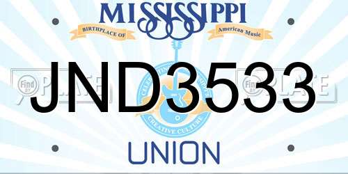 JND3533 Mississippi License Plate