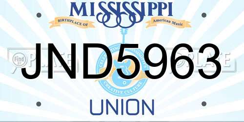 JND5963 Mississippi License Plate