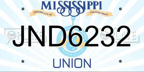 JND6232 Mississippi License Plate
