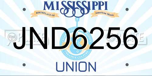 JND6256 Mississippi License Plate