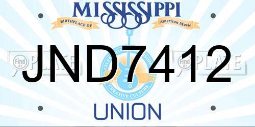 JND7412 Mississippi License Plate