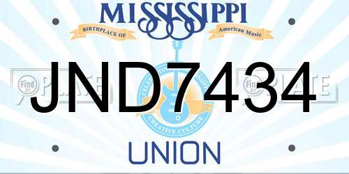 JND7434 Mississippi License Plate