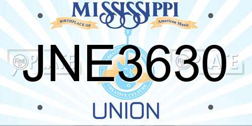 JNE3630 Mississippi License Plate
