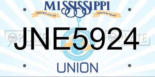 JNE5924 Mississippi License Plate