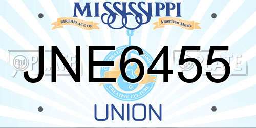 JNE6455 Mississippi License Plate