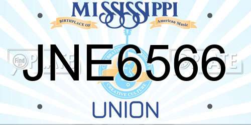 JNE6566 Mississippi License Plate