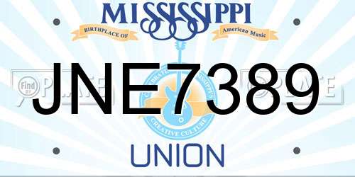 JNE7389 Mississippi License Plate