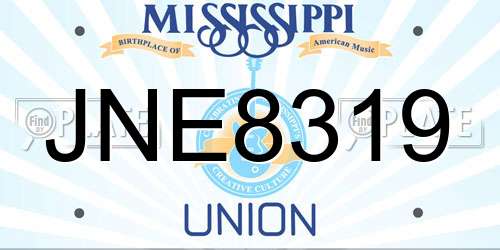 JNE8319 Mississippi License Plate