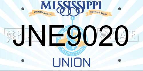 JNE9020 Mississippi License Plate