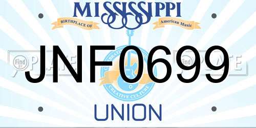JNF0699 Mississippi License Plate