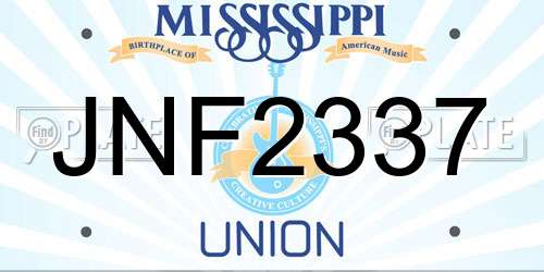 JNF2337 Mississippi License Plate