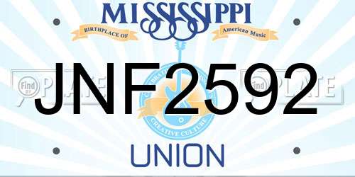 JNF2592 Mississippi License Plate