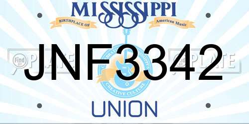 JNF3342 Mississippi License Plate