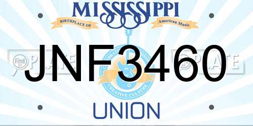 JNF3460 Mississippi License Plate